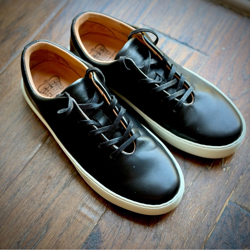 Crown Northhampton Upton Black Wholecut Leather White Sole Sneakers